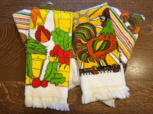 Vintage kitchen towels 1970s - towels,