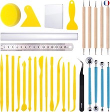 Swpeet Lot de 22 outils de modelage pour argile, stylet, outils de poterie,