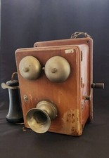 Rare Japonais Antique Magneto Téléphone Manivelle Téléphone en Bois Meiji 1800's
