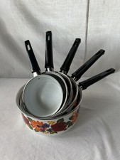 Lot 5 casseroles émaillée vintage décors fleuries années 70