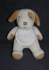 ?Doudou Chien DMC Crème Beige Cocard Bavoir à Broder Blanc Peluche Dog 18 Cm