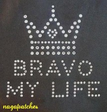 Motif à floquer / Transfert strass thermocollant Bravo my Life DIY fringues