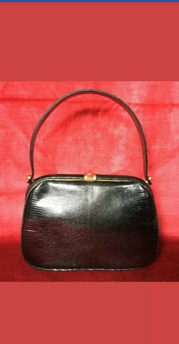 Sac cuir noir lézard rectro - noir,