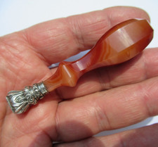 ANCIEN RARE AGATE et ARGENT CACHET SCEAU ANTIQUE SEAL 74 mm