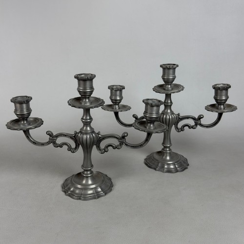 Paire chandeliers etain - de,
