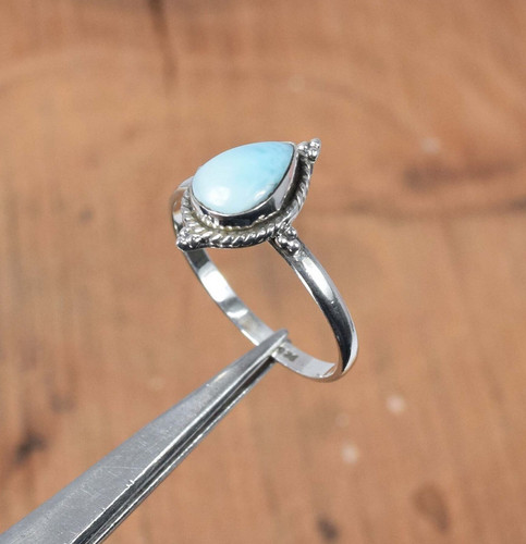 Bague larimar naturelle 6x9 - naturelle, mm
