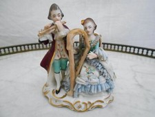 FIGURINE PORCELAINE SCENE " COUR DE MUSIQUE " DRESDEN FRANKENTHAL ALLEMAGNE