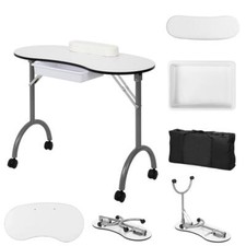 Table de manucure pliante blanche avec roulettes Table console
