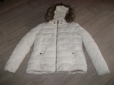 Doudoune parka KAPORAL blanc cassé, capuche, fourrée taille M/2/38 TBE