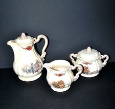 SARREGUEMINES Service à café en Faïence OBERNAI LOUX Cafetière Crémier Sucrier