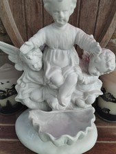statuette biscuit  3Anges cupidon ancien