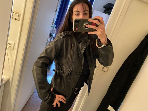 Veste cuir maje taille 2 - cuir,