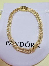 Bracelet PANDORA Maille Cubaine Pavé Métal Doré 20 CM*