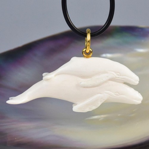 Baleine pendentif sculpté - baleine,