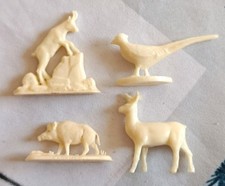 Animaux Sauvages : Lot de 4 Figurines Plastique Années 50 Café... Margarine...