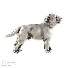 Staffie (silhouette), broche couverte d’argent, qualité supérieure Art Dog FR
