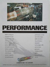 3/1993 PUB EUROJET EJ200 ENGINE FIAT AVIO MTU ROLLS-ROYCE ITP ORIGINAL AD