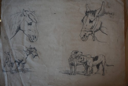 Grand dessin fusain xix - dessin, xix°