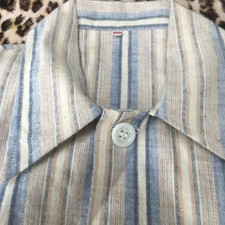 FRENCH ARMY 1940s MEN HOSPITAL PYJAMAS JACKET~STRIPED FLANNEL COTTON~DEADSTOCK~M