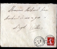 TUCQUEGNIEUX (54) OBLITERATION POSTALE Enveloppe Voyagée timbrée en 1912