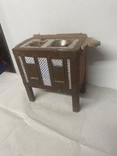 Ancienne petite cuisinière miniature enfant en bois et en pierre à restaurer