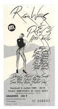 RARE / TICKET BILLET CONCERT - ROGER WATERS : LIVE PARIS FRANCE 1984 PINK FLOYD