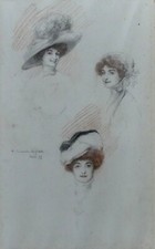 DESSIN ANCIEN Portraits femmes