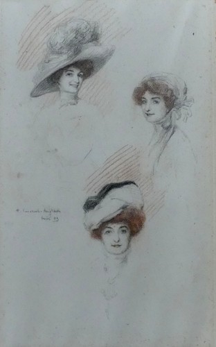 Dessin ancien portraits femmes - dessin,