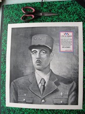 Grande affiche Portrait du Général De Gaulle 50 x 45 cm  sur Beau papier