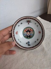 Ancien bol en porcelaine peint main impératrice chinoise décoratif métal 