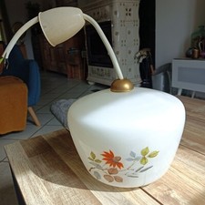 suspension vintage opaline et laiton