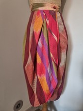 DIDIER PARAKIAN : JUPE PORTEFEUILLE WRAP SKIRT IKAT BATIK MAGNIFIQUES COLORIS 