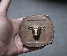 Grande Médaille de table en Bronze, Tête de boeuf, boucherie