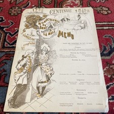 Menu Original Centenaire Hostellerie du Bœuf à la Mode PARIS 1892 Par ROEDEL