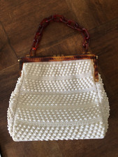 ANCIEN SAC A MAIN FAIT AU CROCHET, FERMOIR POIGNÉE  BAKÉLITE , VINTAGE