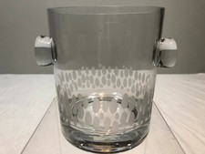 Ice bucket, Heavy etched glass, Beach pebble design, New, 