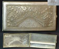 A art asie 1920 élégant étui à cigarettes boite coffret argent massif 14cm120g