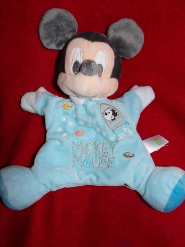 Doudou marionnette mickey bleu - doudou,