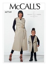7749  PATRON  McCALL'S Veste Trench sans manche mère & fille T S AU XL 3 / 8 ANS