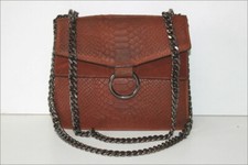 VIMODA Paris Sac Pochette Croûte de Cuir Marron Chaînette Métal TBE