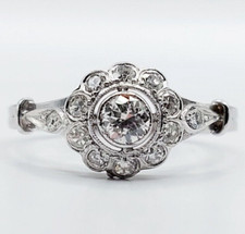 Bague marguerite art deco or
