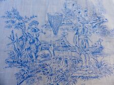 Coupon de tissu Impression Toile de Jouy blanc bleu scène Champêtre