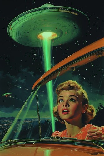 Plaque métal ovni ufo - métal,