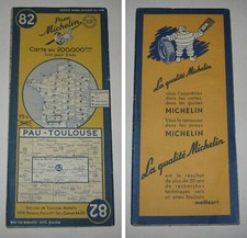 CARTE MICHELIN n°82,PAU - TOULOUSE 1951,TBE,BIBENDUM,GERS,GARONNE,OCCITANIE