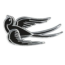 Patch Ecusson - Hirondelle - noir-blanc - tête gauche 