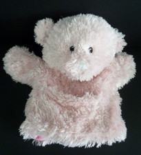 53. DOUDOU PLAT MARIONNETTE TAKINOU OURS rose nez blanc poche TTBE