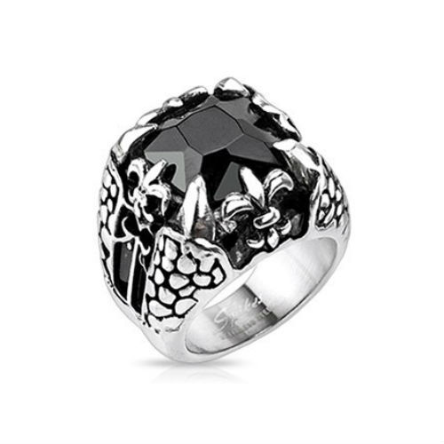 Bague homme acier - bague, onyx