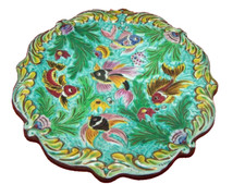 Grand plat en faïence de Monaco Cerdazur décor poissons