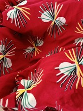 Dessus de lit / tissu années 1950  coton épais, larg 130 x 180 cm, Rouge super