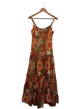 LISA CAMPIONE Robe empire Dames Robe T EU 36 orange clair-kaki-crème style rétro